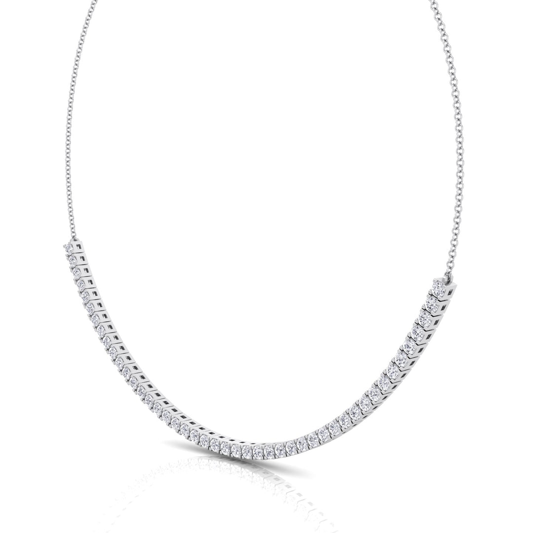 Halfway 4-Prong Natural Diamond Tennis Necklace White Gold 14K