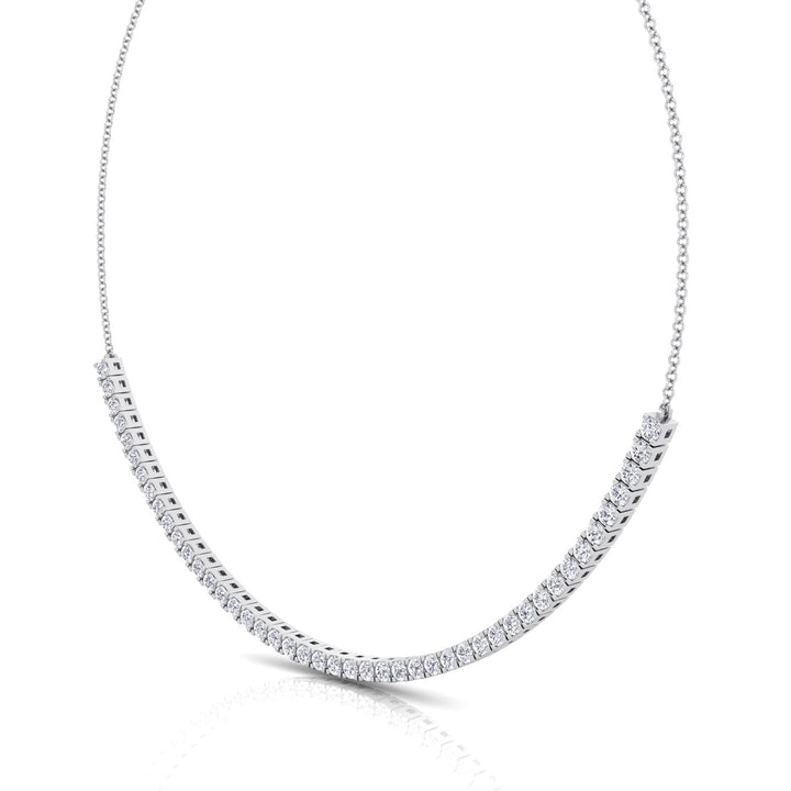 Halfway 4-Prong Natural Diamond Tennis Necklace White Gold 14K