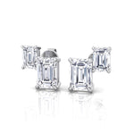 Double Emerald --Shape- Natural Diamond -Studs-1.4CT-14K-18K-Platinum