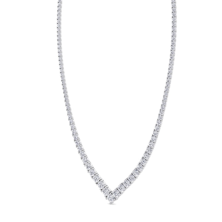 Natural Diamond V Style Chevron Tennis Necklace 18K Solid Gold