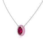 (3.5CT T.W.) Natural Pink Sapphire and Ruby Pendant  White Gold 14K