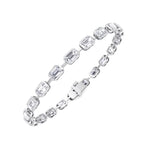 Bezel Set Emerald Cut Natural Diamond Station Bracelet White Gold 14K