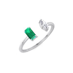Zaria - Green Emerald & Marquise Shape Diamond Stackable Ring - Gem Jewelers Co
