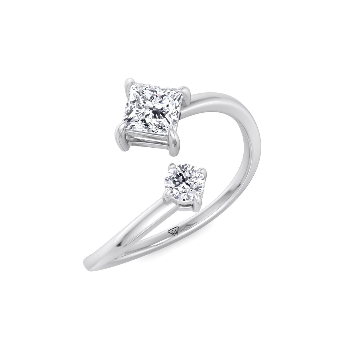 Ora - Princess & Round Cut Diamond Stackable Ring - Gem Jewelers Co