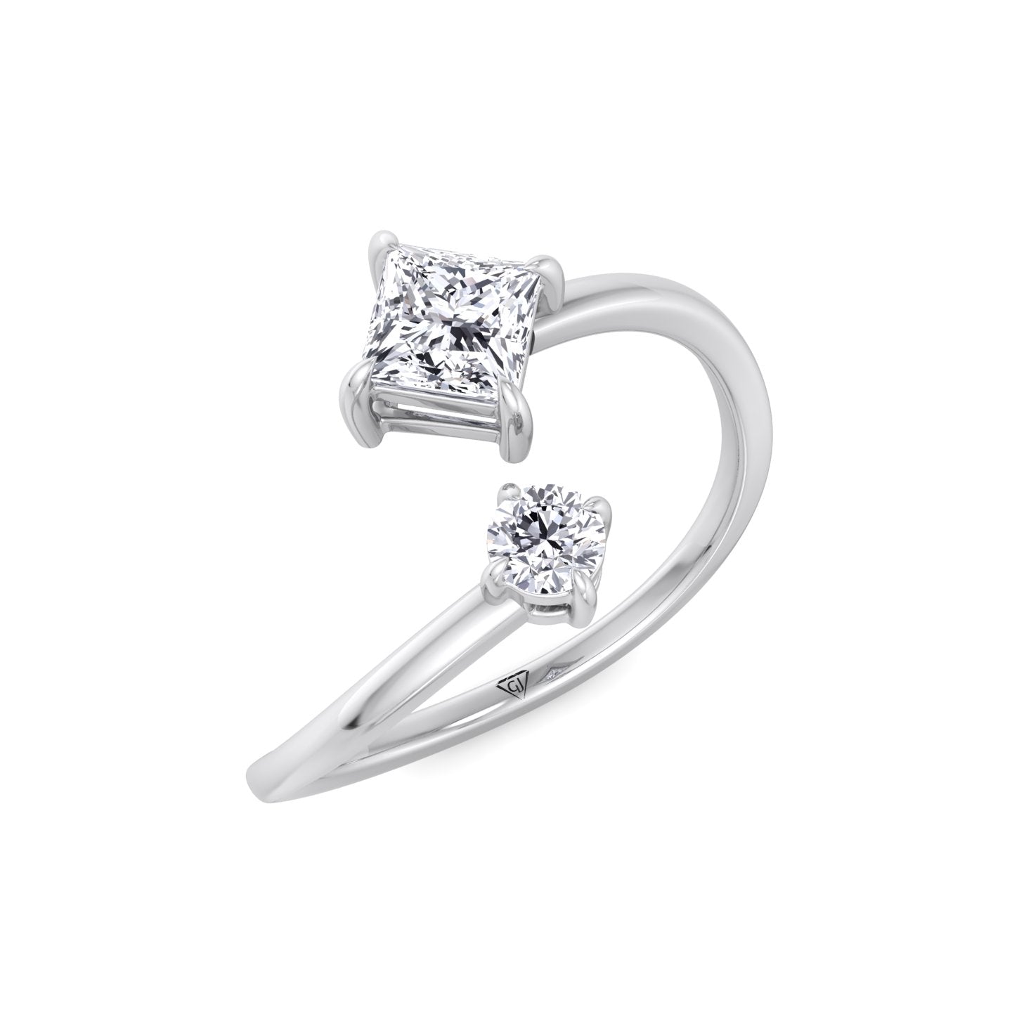 Ora - Princess & Round Cut Diamond Stackable Ring - Gem Jewelers Co