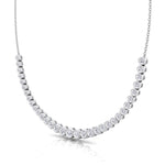 Halfway Graduated Bezel Set Natural Diamond Tennis Necklace White Gold 14K