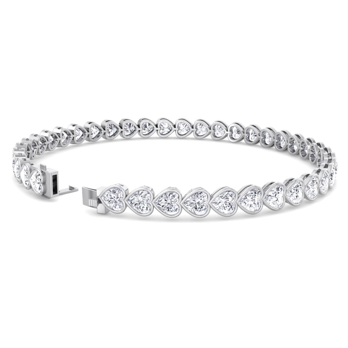 Elaria - East to West Heart Shape Bezel Set Natural Diamond Tennis Bracelet - Gem Jewelers Co