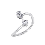 Prisca - Emerald Cut & Round Cut Diamond Stackable Ring - Gem Jewelers Co