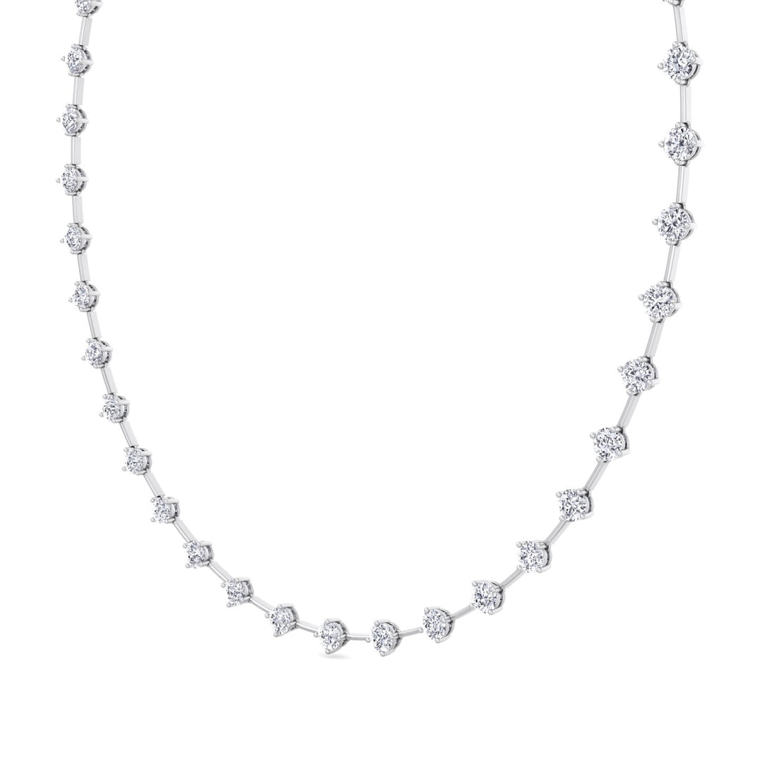 4-Prong Round Natural Diamond Bar Necklace White Gold 14K