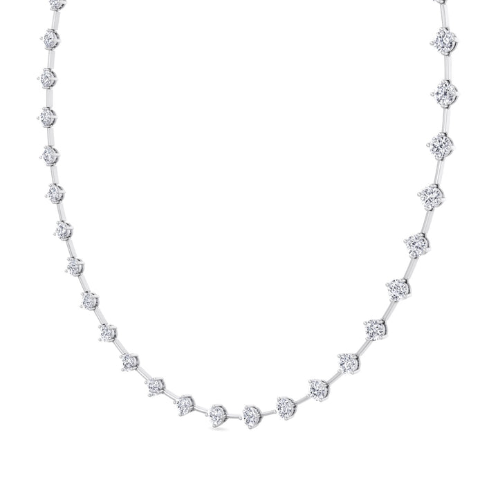 4-Prong Round Natural Diamond Bar Necklace White Gold 14K