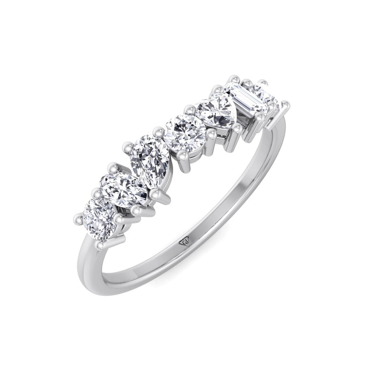 Multi Shape Half Way Natural Diamond Eternity Band White Gold  18K