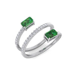Valora - Green Emerald Spiral Pave Wrap Ring - Gem Jewelers Co