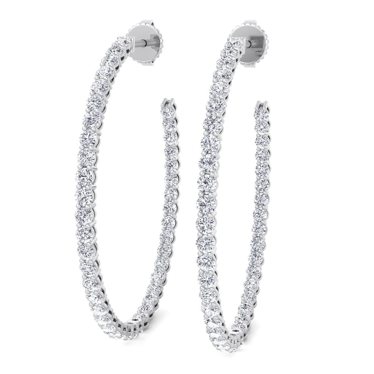 Clara - 6.2CT Round Diamond Inside Out Hoops - Gem Jewelers Co
