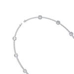 Emerald Shape Halo Station Natural Diamond Tennis Necklace in 14K Solid Gold White Gold 14K