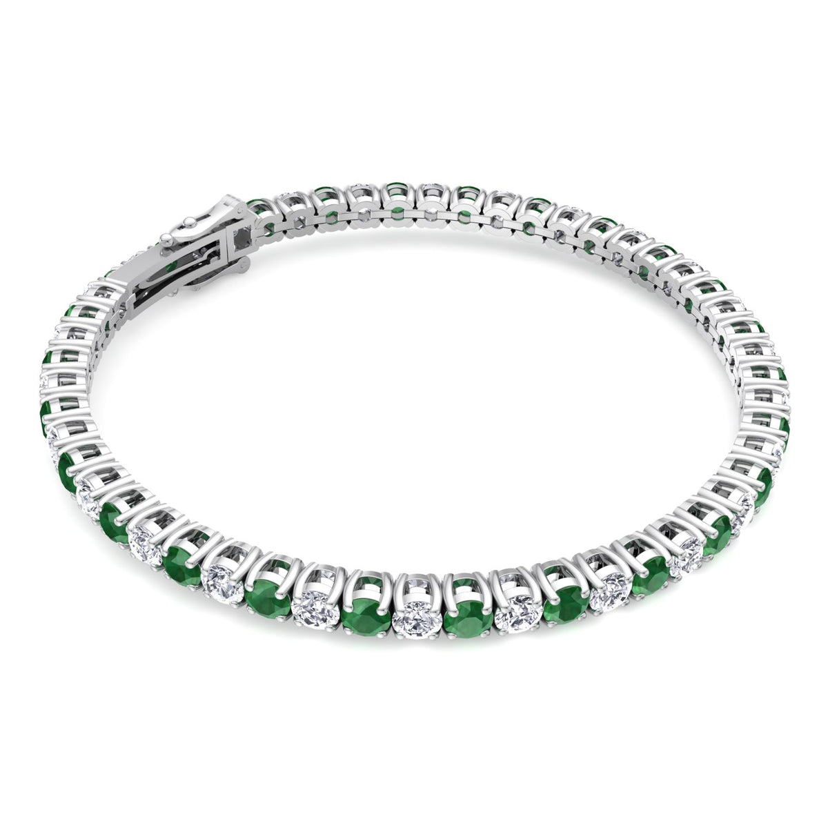Estelle - Natural Diamond & Emerald Tennis Bracelet - Gem Jewelers Co