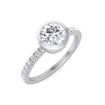 Monza - Round Bezel Set Engagement Ring with Pave Band - Gem Jewelers Co