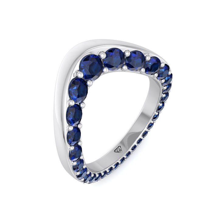 Natural Blue Sapphire Invisible Halo Eternity Band White Gold  18K
