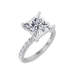 Madella - Princess Shape Hidden Halo Diamond Engagement Ring with Pave Band - Gem Jewelers Co