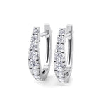 Graduated Round Shape Natural Diamond Huggie Hoop Earrings Solid Gold