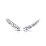 Graduated Round Shape Natural Diamond Cuff Earrings White Gold 18K