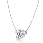 Toi Et Moi -Emerald & Heart Shape Natural Diamond Pendant-14K-18K-1CT-2CT-White Gold