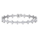 Round Floral Style Natural Diamond Tennis Bracelet WG
