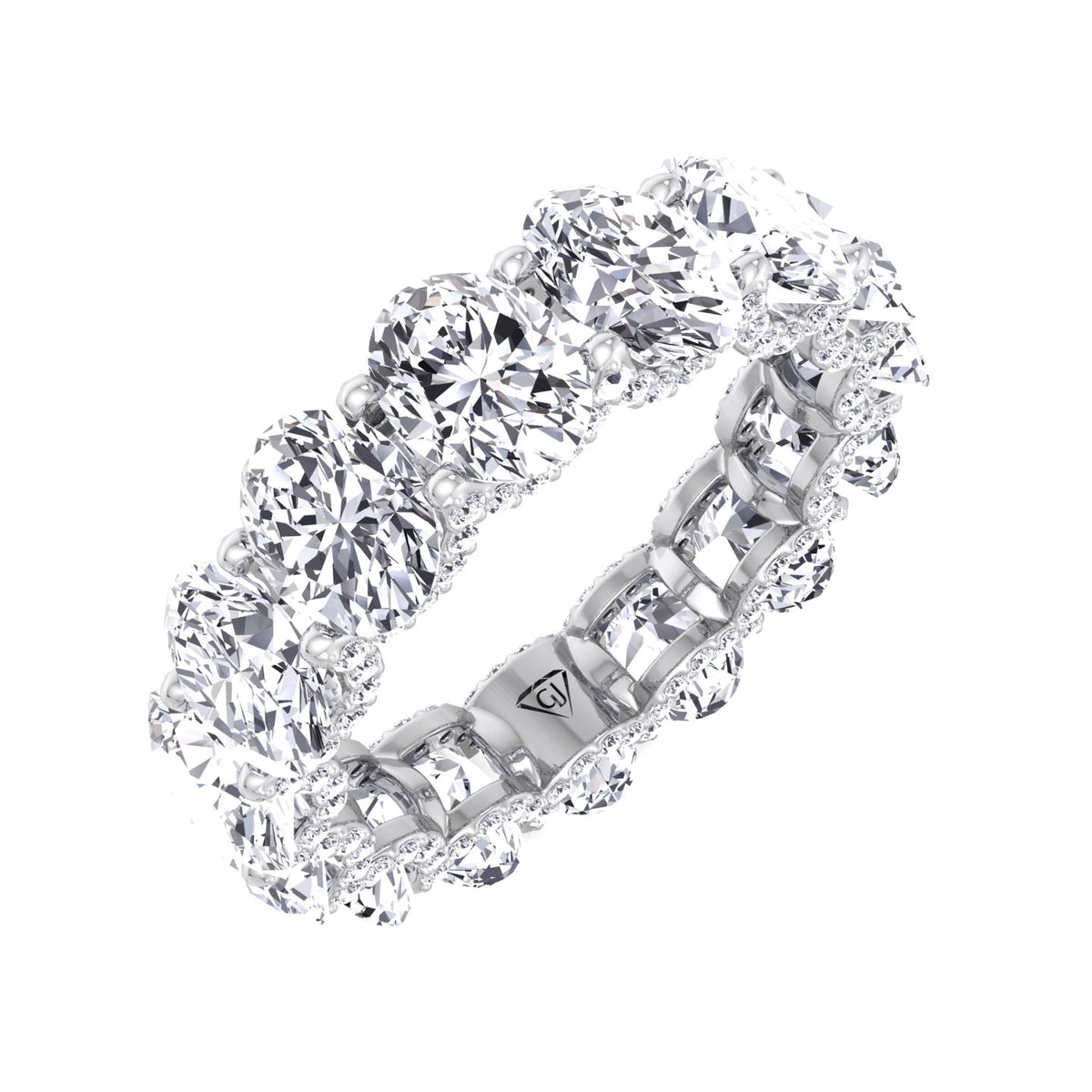 Frances - Oval Cut Diamond Eternity Band With Invisible Halo - Gem Jewelers Co