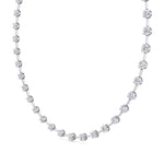 Crown Prong Round Natural Diamond Bar Necklace White Gold 14K 