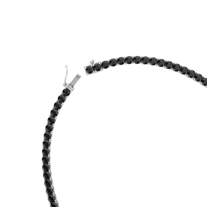 Men's Black Diamond Tennis Necklace 14K Solid Gold