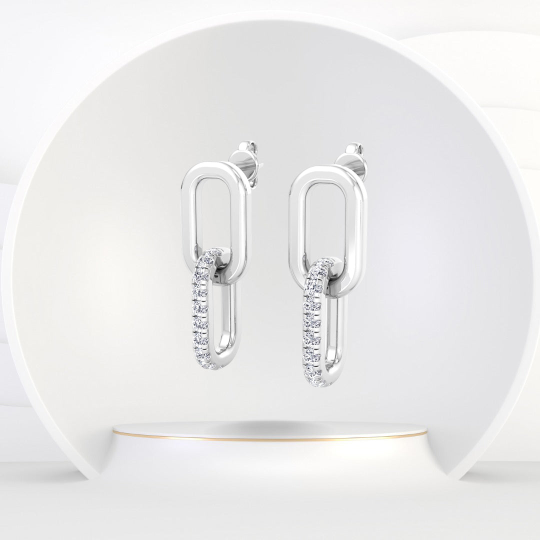 WG Paperclip Chain Lab Grown Diamond Earrings