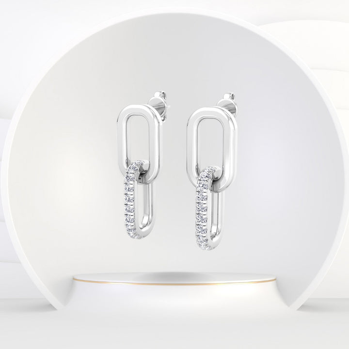 WG Paperclip Chain Lab Grown Diamond Earrings