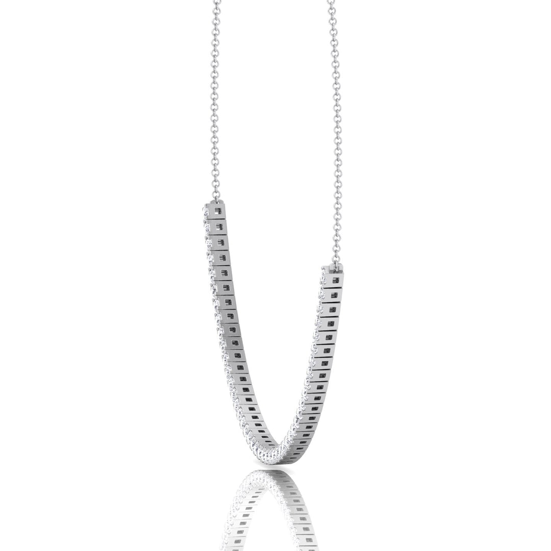 Halfway 4-Prong Natural Diamond Tennis Necklace White Gold