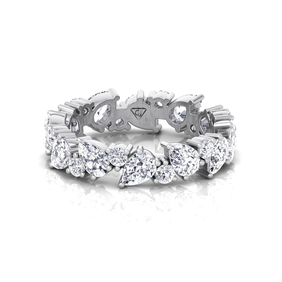 Pear & Round Shape Natural Diamond Cluster Eternity Band