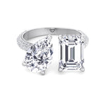 Leani - Toi Et Moi Hidden Halo Emerald and Pear Shape Diamond Engagement Ring - Gem Jewelers Co