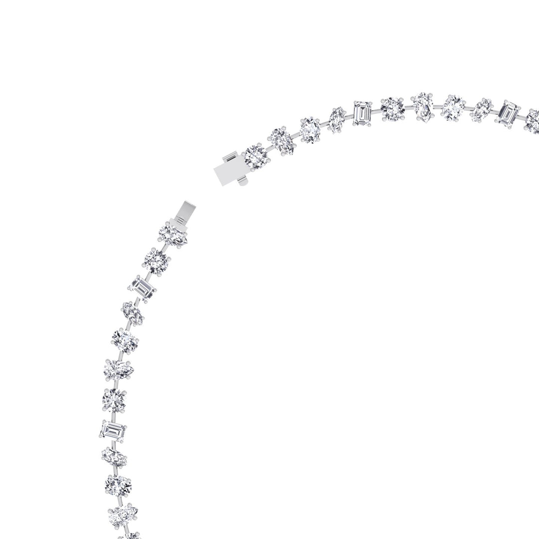 Multi Shape Natural Diamond Tennis Necklace in Prong Setting