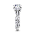 Fiorella - Oval Shape Diamond Engagement Ring with Marquise Shape Side stones and Twisted Pave Band - Gem Jewelers Co