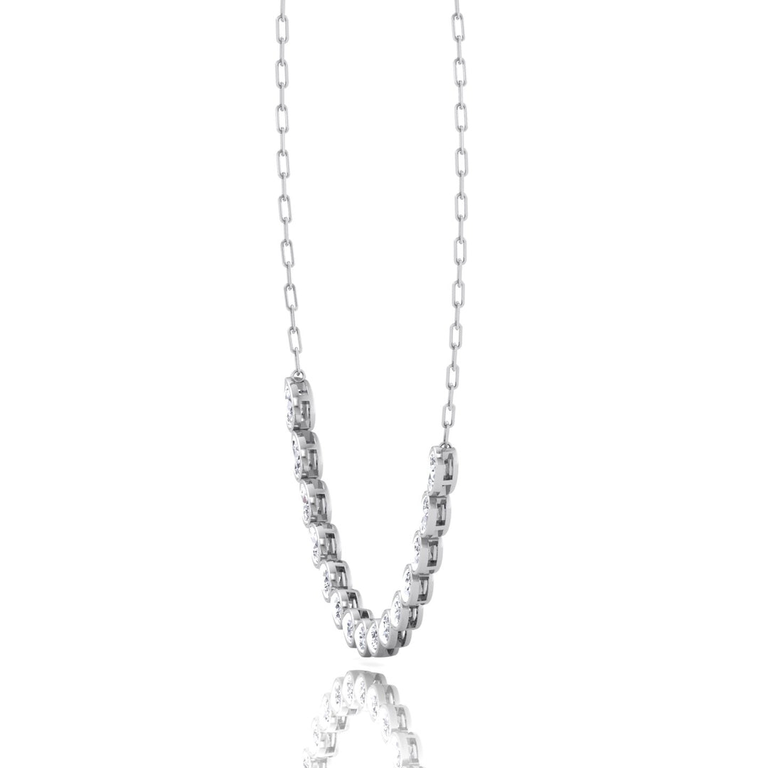 Paper Clip and Pear Shape Bezel Set Diamond Tennis Necklace White Gold