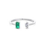 Zaria - Green Emerald & Marquise Shape Diamond Stackable Ring - Gem Jewelers Co
