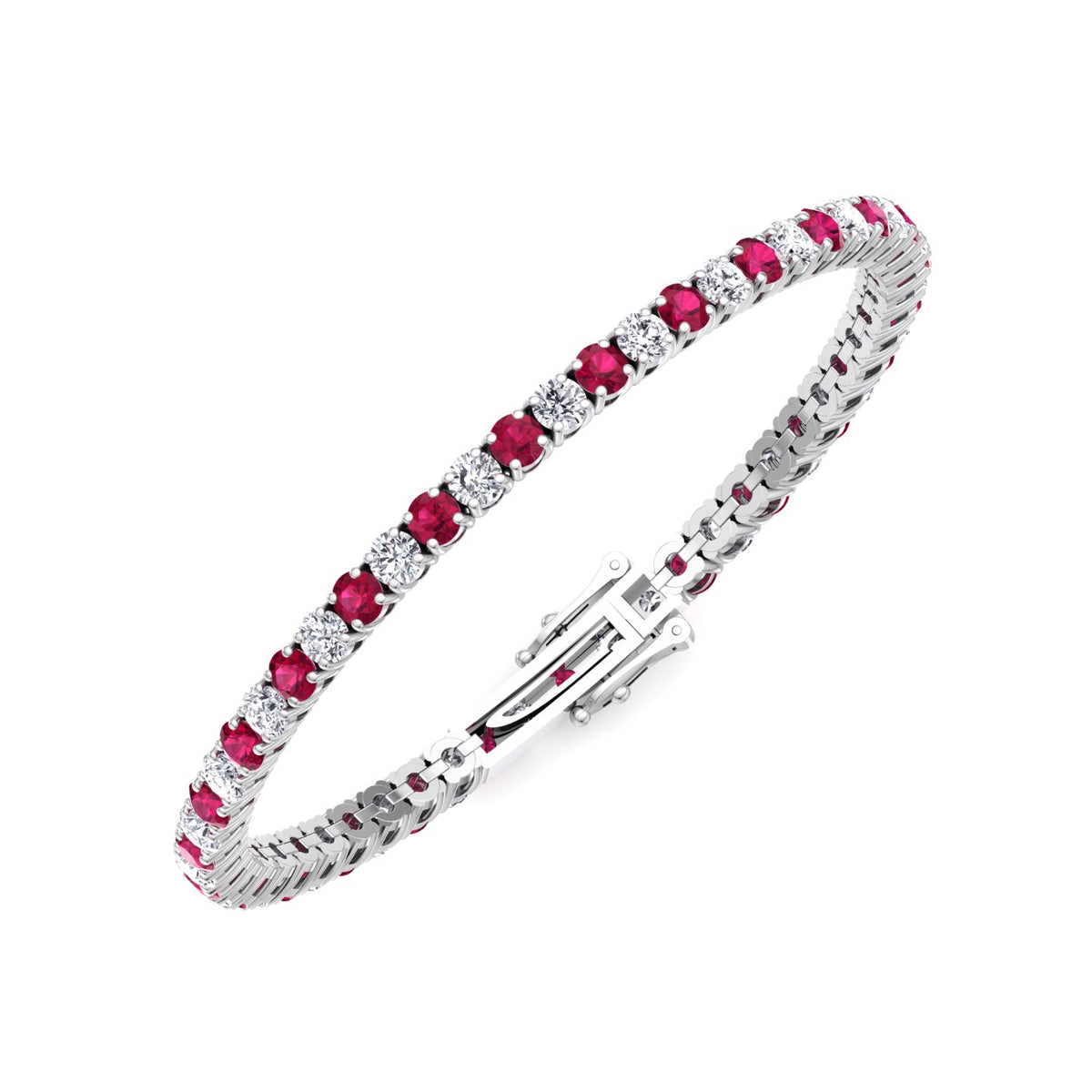 Sophie - Natural Diamond & Ruby Tennis Bracelet - Gem Jewelers Co