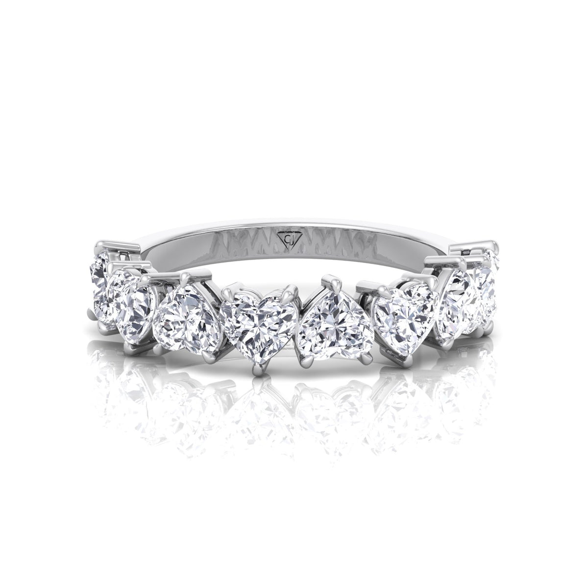 Heart Shape Half Way Natural Diamond Eternity Band White Gold 18K