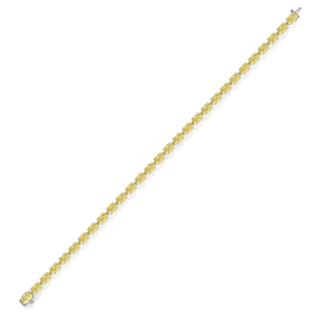 10CT East to West Oval Shape Natural Fancy Yellow Diamond Tennis Bracelet