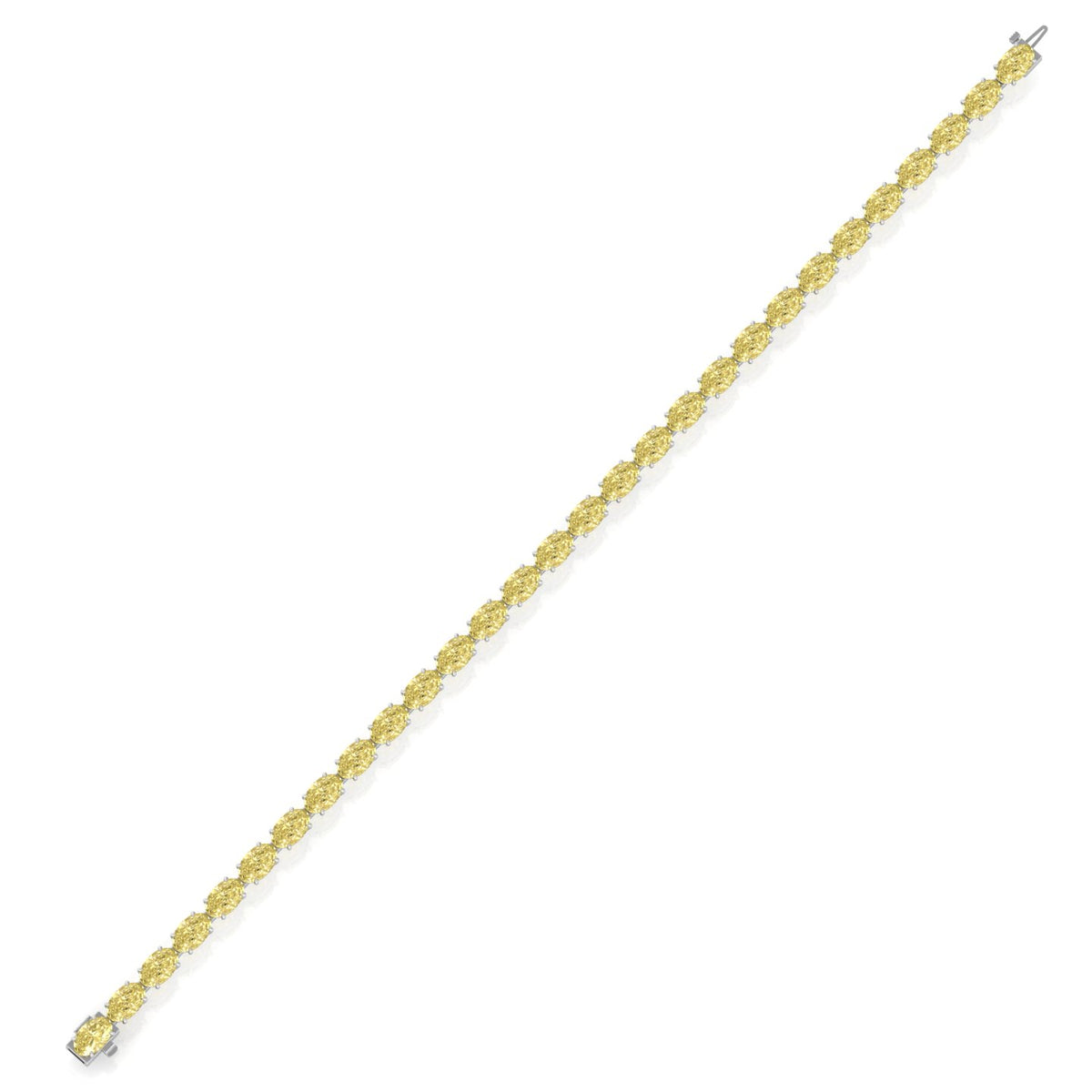 Oval fancy yellow diamond tennis bracelet 18K yellow gold