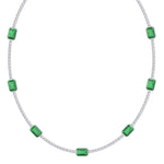 natural-diamond-green-emerald-station-tennis-necklace-14K-solid-gold-18K-solid-gold