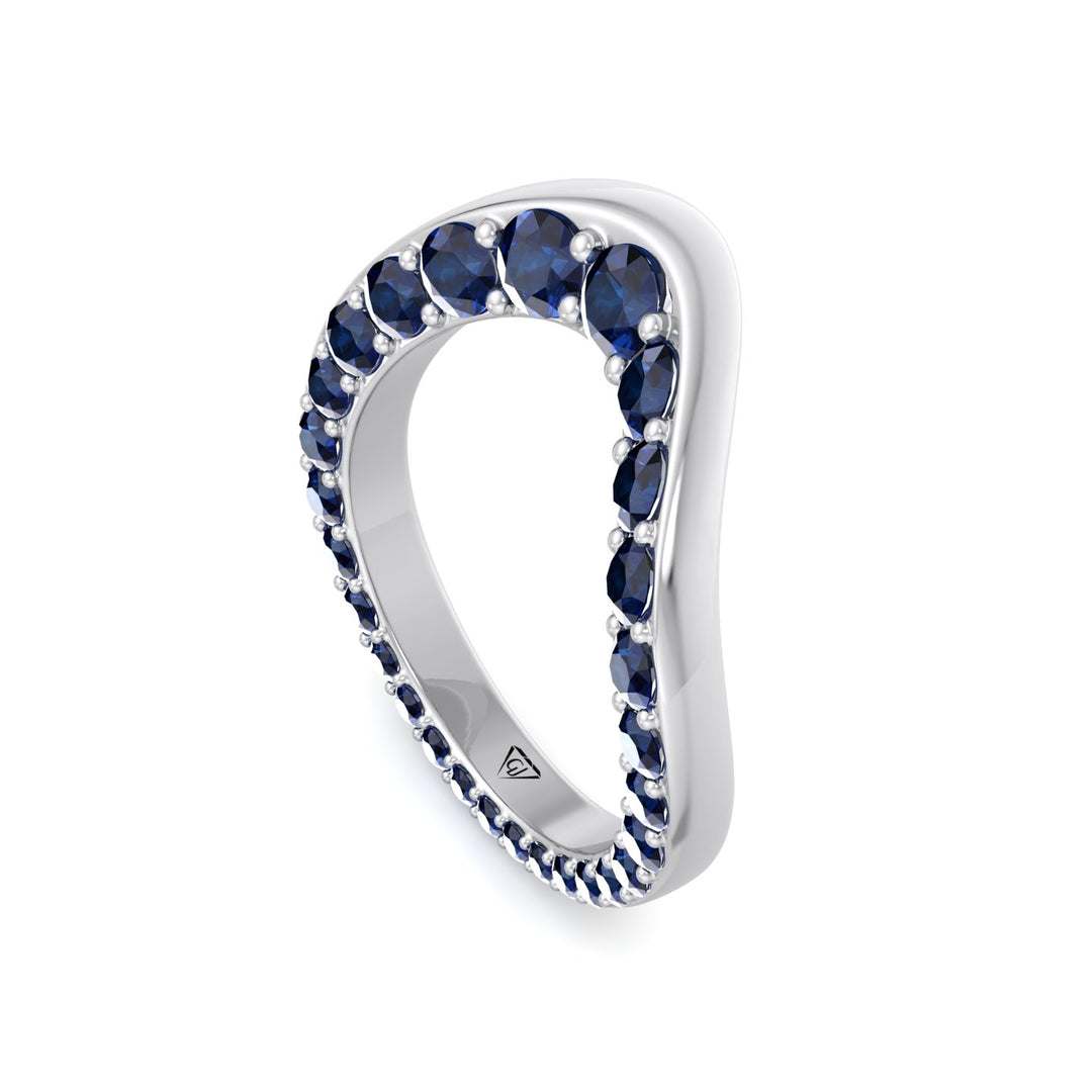 Natural Blue Sapphire Invisible Halo Eternity Band White Gold 