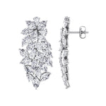 Cluster Pear and Marquise Shape Natural Diamond Drop Earrings White Gold