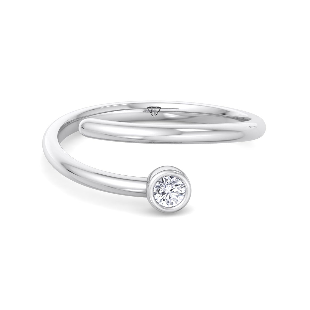Sylvie - Round Cut Diamond Bezel Stacking Open Ring - Gem Jewelers Co
