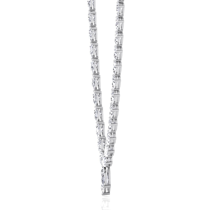 Pear Shape Natural Diamond Tennis Necklace White Gold