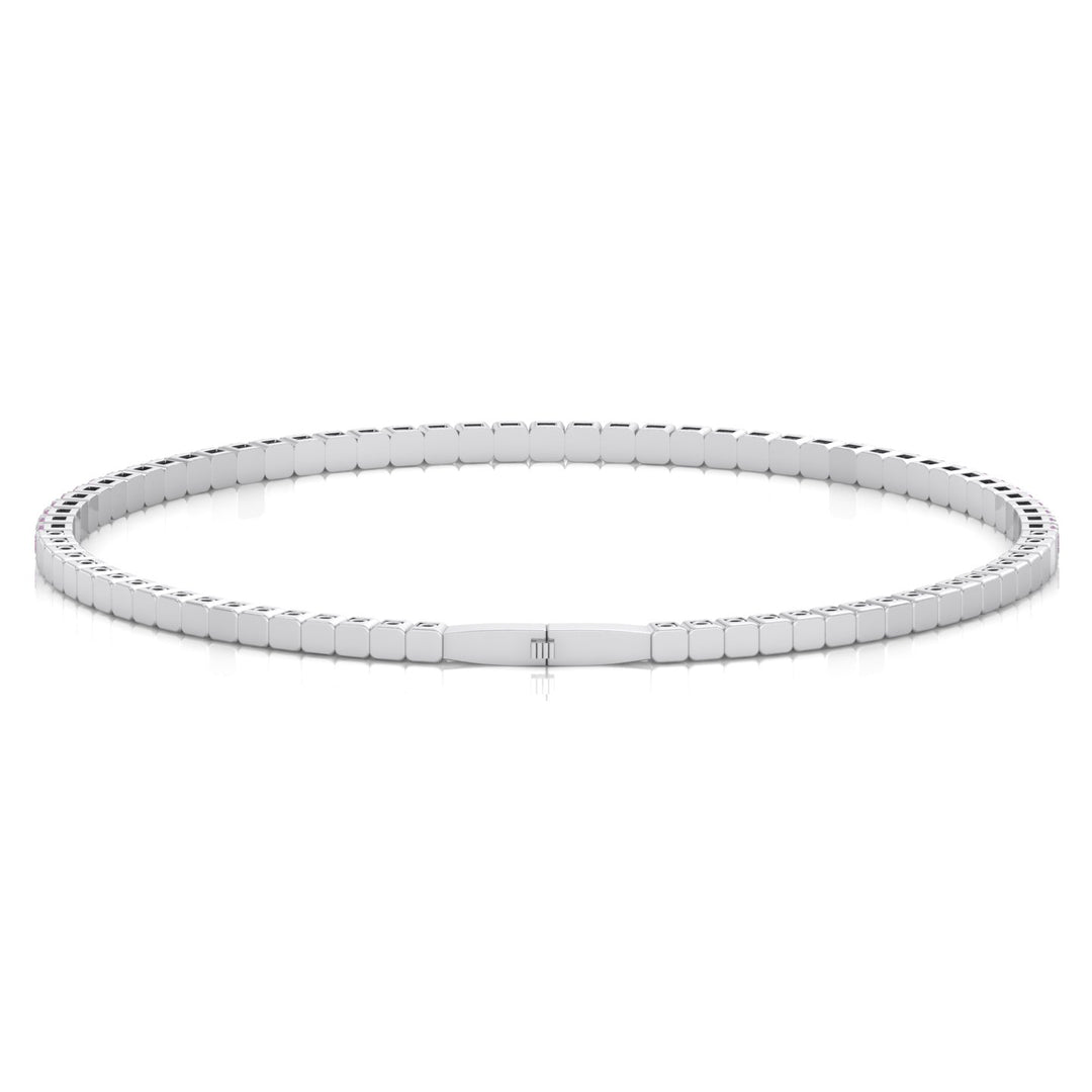 Flexible Natural Pink Sapphire Bangle 14K Solid Gold