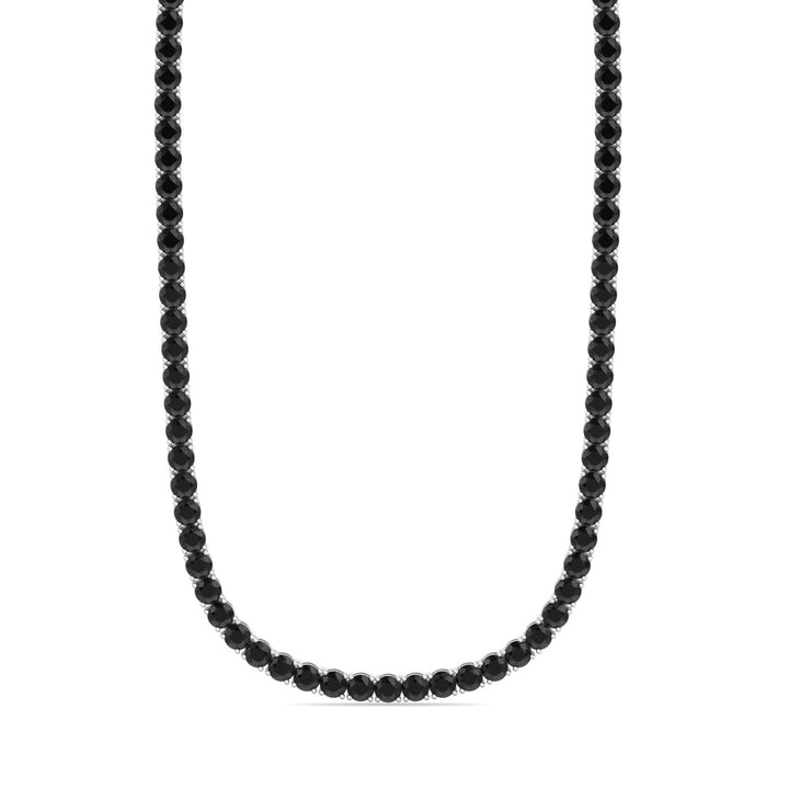 Men's Black Diamond Tennis Necklace 14K Solid Gold