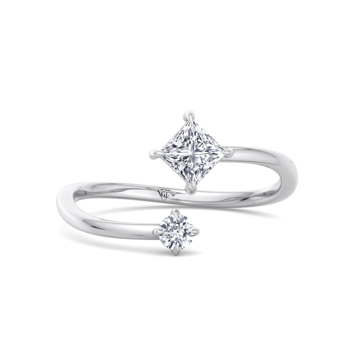 Ora - Princess & Round Cut Diamond Stackable Ring - Gem Jewelers Co